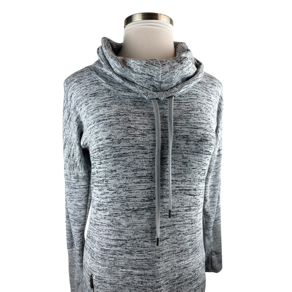 Athleta Sport It Sweater Dress Drawstring Cowl Neck Pockets Gray ST Small Tall - Picture 4 of 13